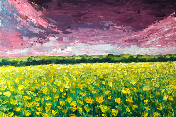 maleri painting of a flowerfield